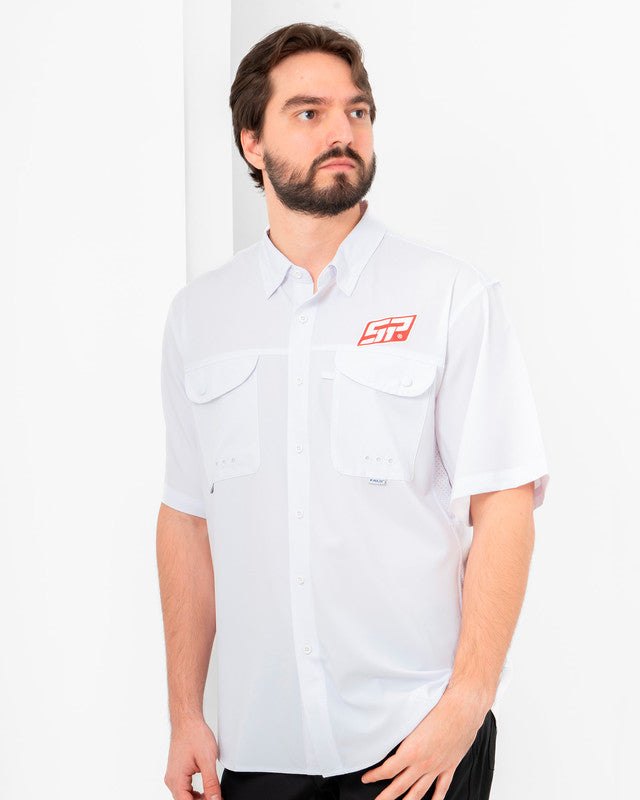 Camisa MAJA® Outdoor Signature, Blanco, vista frontal, fit Relajado, Poliéster, con Tela antidesgarro, ideal para oficina