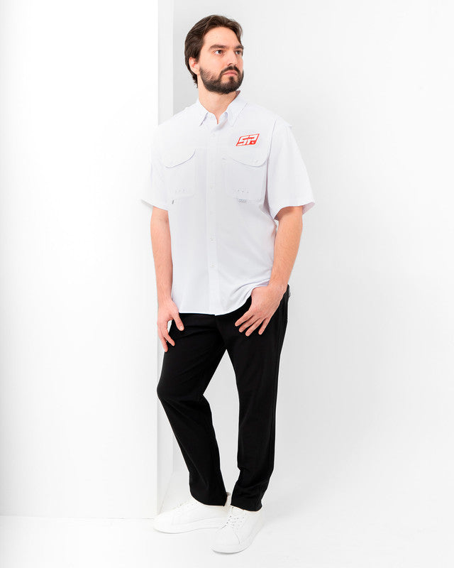 Camisa MAJA® Outdoor Signature, Blanco, detalle, fit Relajado, Poliéster, con Tela antidesgarro, ideal para oficina