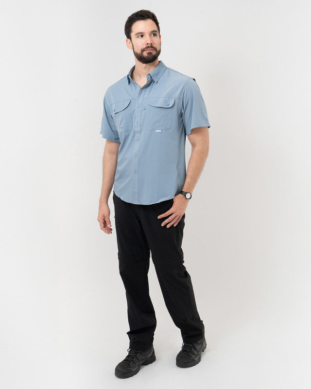 Camisa MAJA® Outdoor Signature, Azul acero, detalle, fit Relajado, Poliéster, con Tela antidesgarro, ideal para oficina