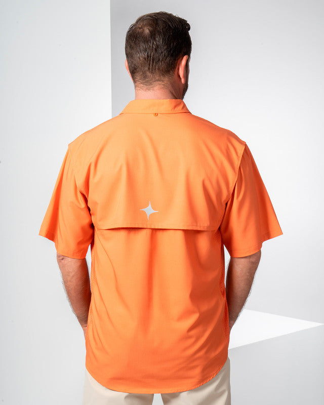 Camisa MAJA® Outdoor Signature, Naranja, vista posterior, fit Relajado, Poliéster, con Tela antidesgarro, ideal para oficina