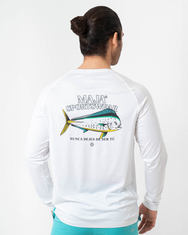 Playera Performance, Blanco, vista posterior, fit Relajado, Poliéster, con Páneles para ventilación, uso versátil