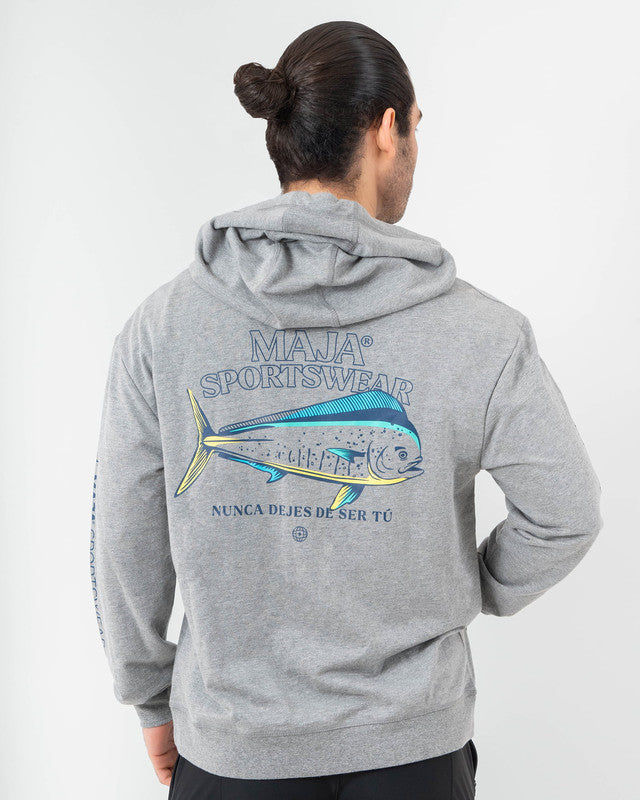 Hoodie MAJA® Boreal, Gris, vista posterior, fit Slim, Poliéster, con Tela Transpirable, perfecta para climas fríos