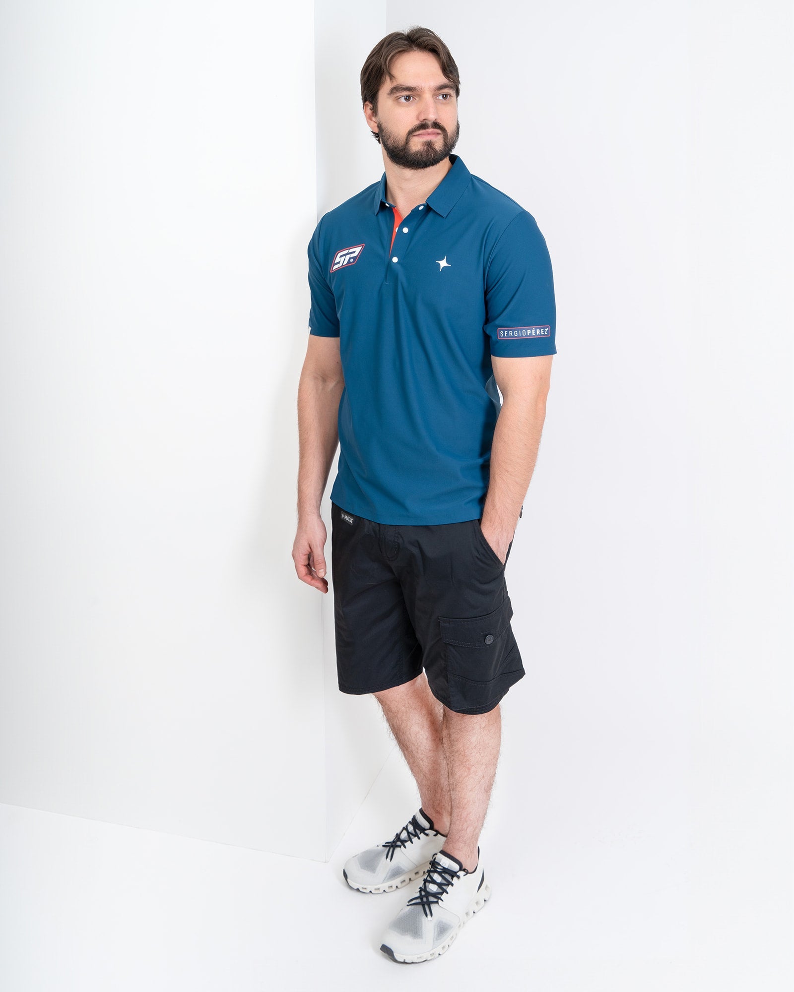 MAJA® Polo Pits SP, Azul marino, detalle, fit Regular, Poliéster, con Tela estiramiento 2 vías, uso versátil