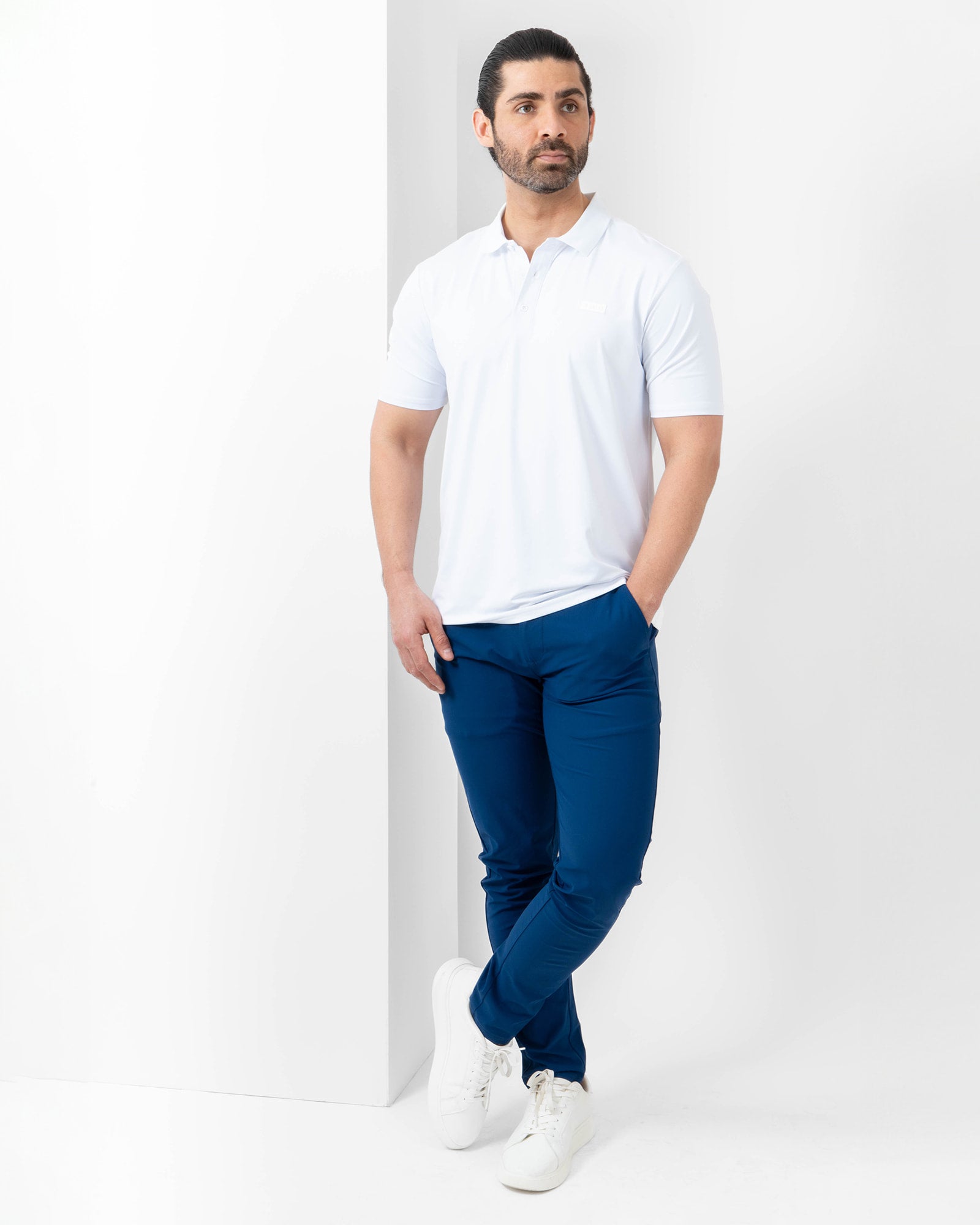 MAJA® Polo, Blanco, detalle, fit Regular, Poliéster, con Protección UV UPF50+, uso versátil