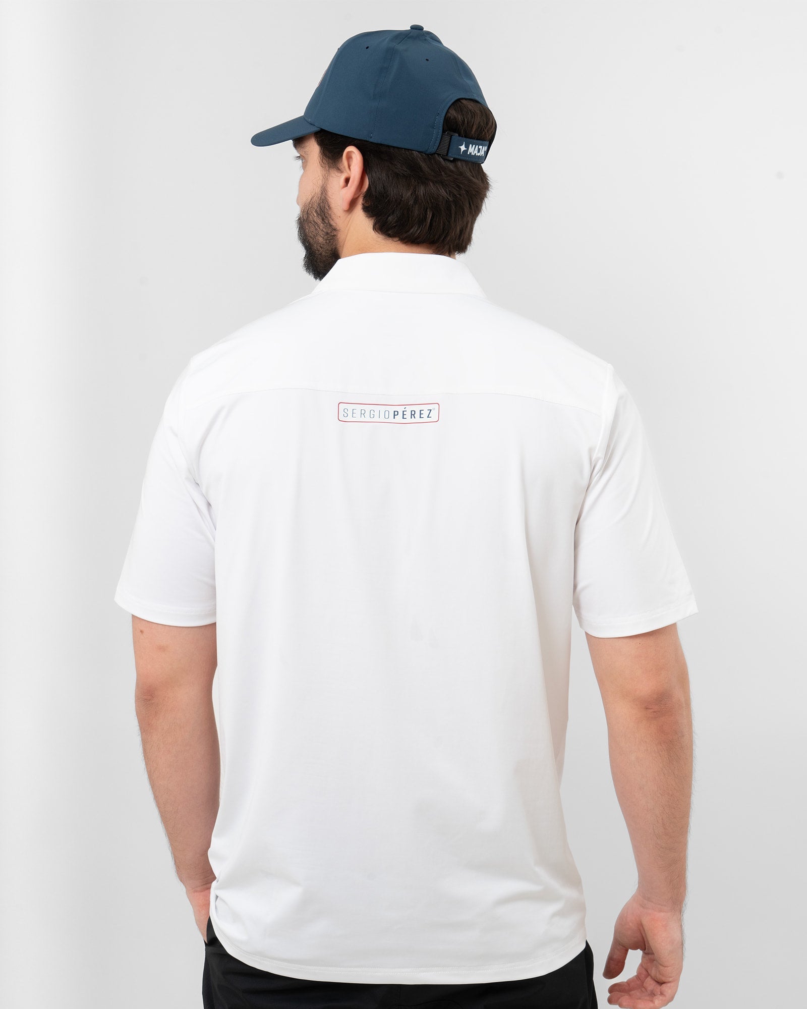 MAJA® Polo Race SP, Blanco, vista posterior, fit Regular, Poliéster, con Protección UV UPF50+, uso versátil