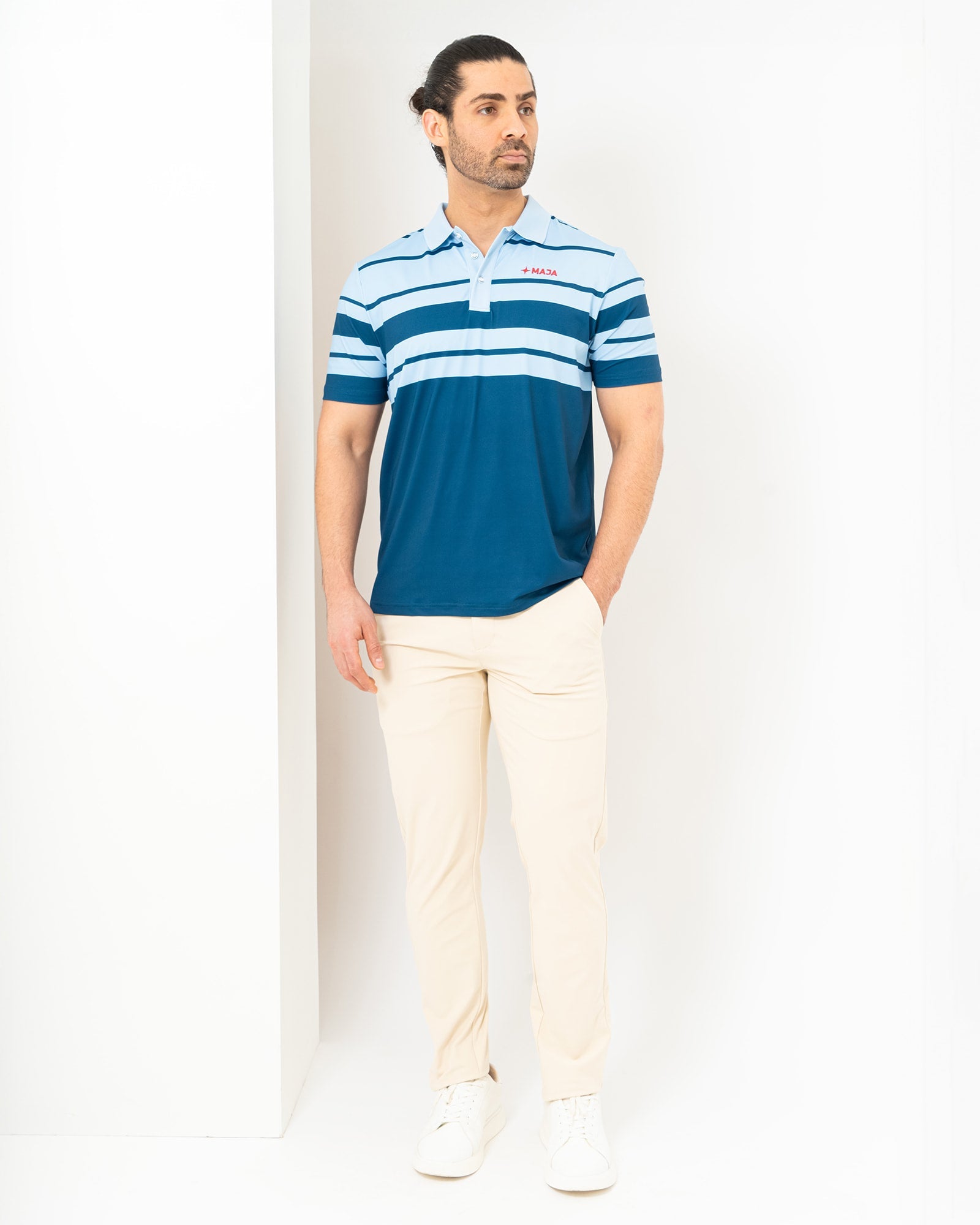 Pantalón Slim, Khaki, detalle, fit Slim, Poliéster, con Tela estiramiento 4 vías, uso versátil