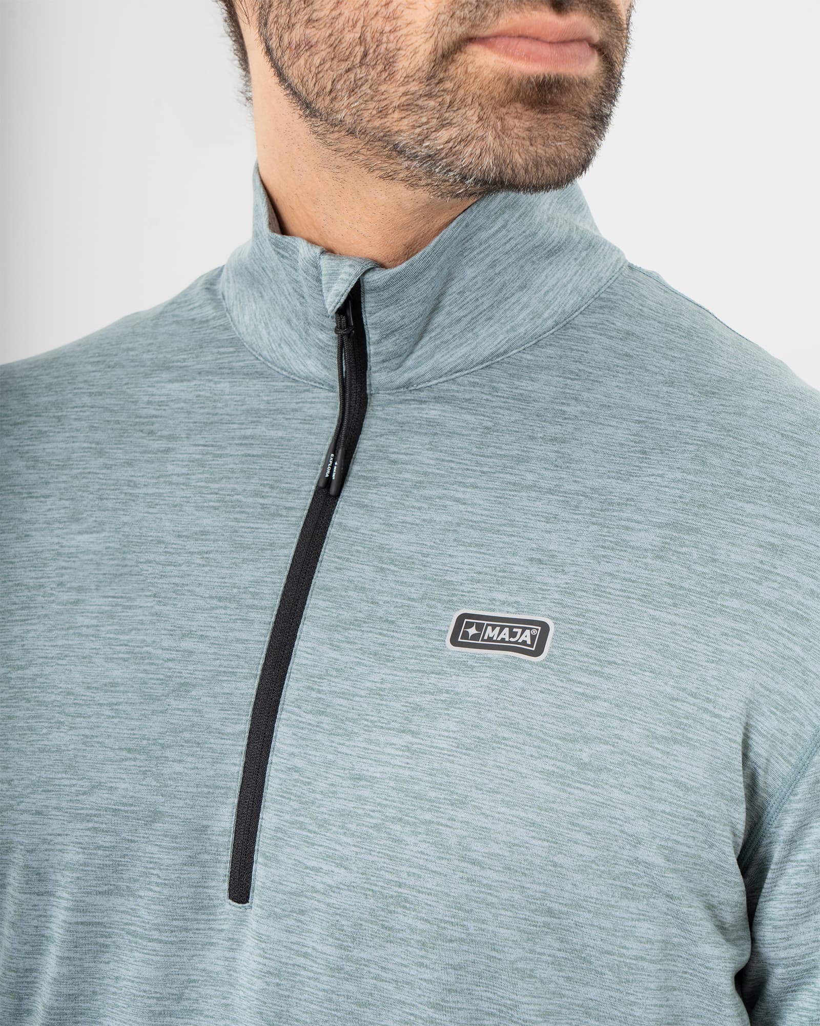 Pullover Andrews, Green jaspe, vista lateral, fit Regular, Poliéster, con Tela estiramiento 4 vías, perfecta para climas fríos