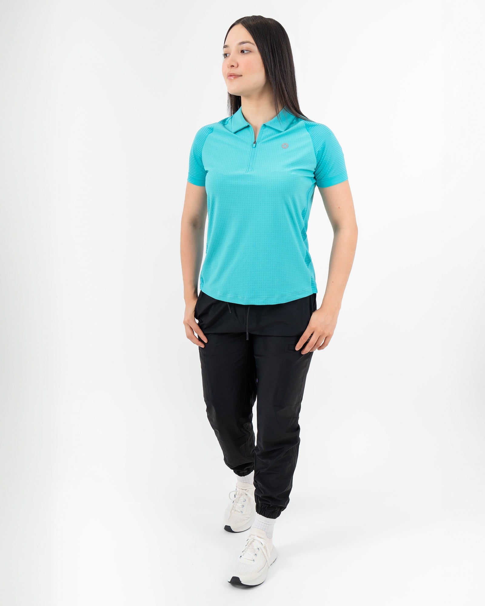 MAJA® Polo Viento, Azul aqua, detalle, fit Slim, Poliéster, con Branding con reflectivo, uso versátil