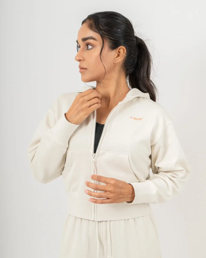 Hoodie Polar Blanco Marfil